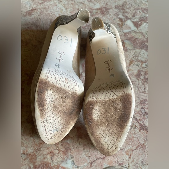 JESSICA SIMPSON NELLAH Platform Almond Suede Snakeskin Stiletto Women’s Size 8M - Picture 7 of 9